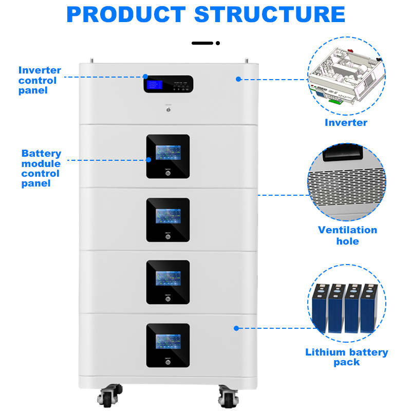 Energy Storage Lithium Battery 20KWH 50KWH 100KWH High Voltage Stacked Batteries Energy Storage System for Home
