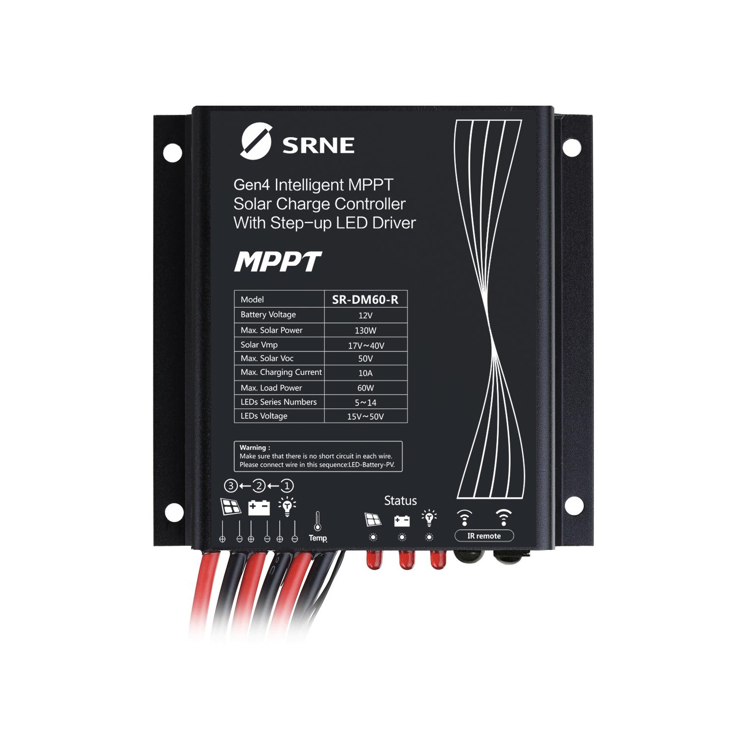 Srne Gen4 SR-DM Series Ce Certified 60w/12v Adjustable Mppt Solar Charge Controller 10a Smart IP67 Waterproof IP Grade