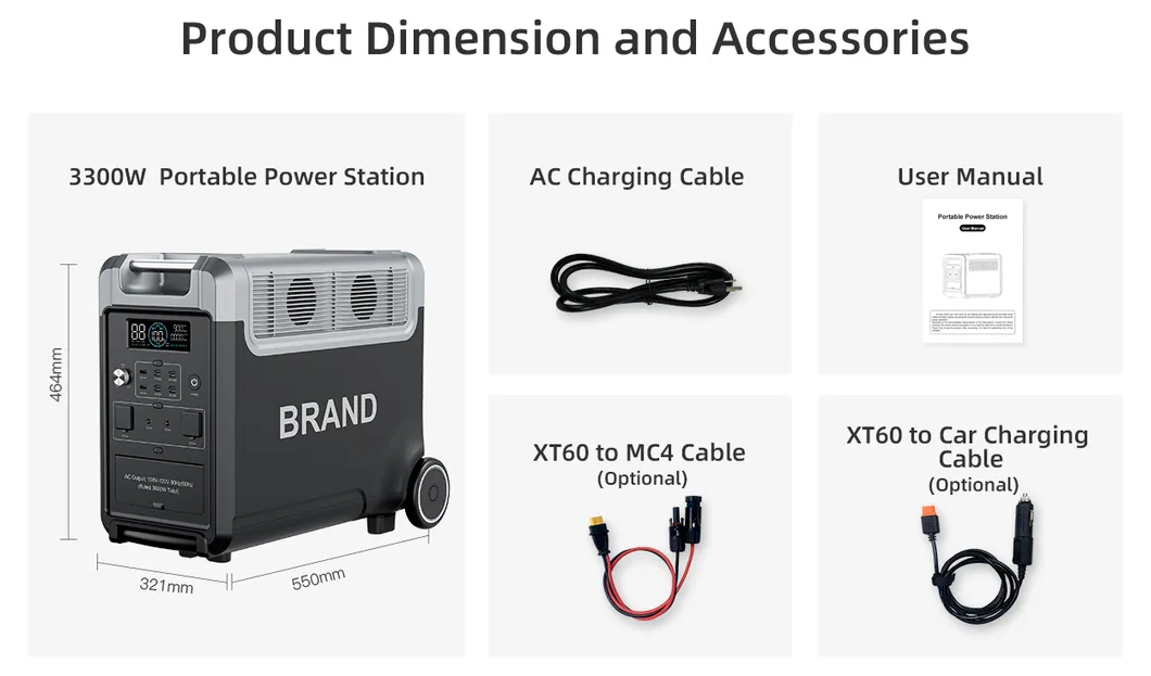 3600W 3840wh LiFePO4 Portable Solar Generator with UPS 2000W Input