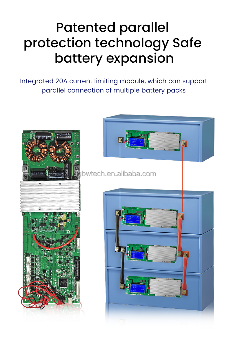 Smart BMS with BT 16S 51.2V 100A 200A Lithium Lifepo4 Battery BMS For RS485 balance parallel inverter solar home energy system