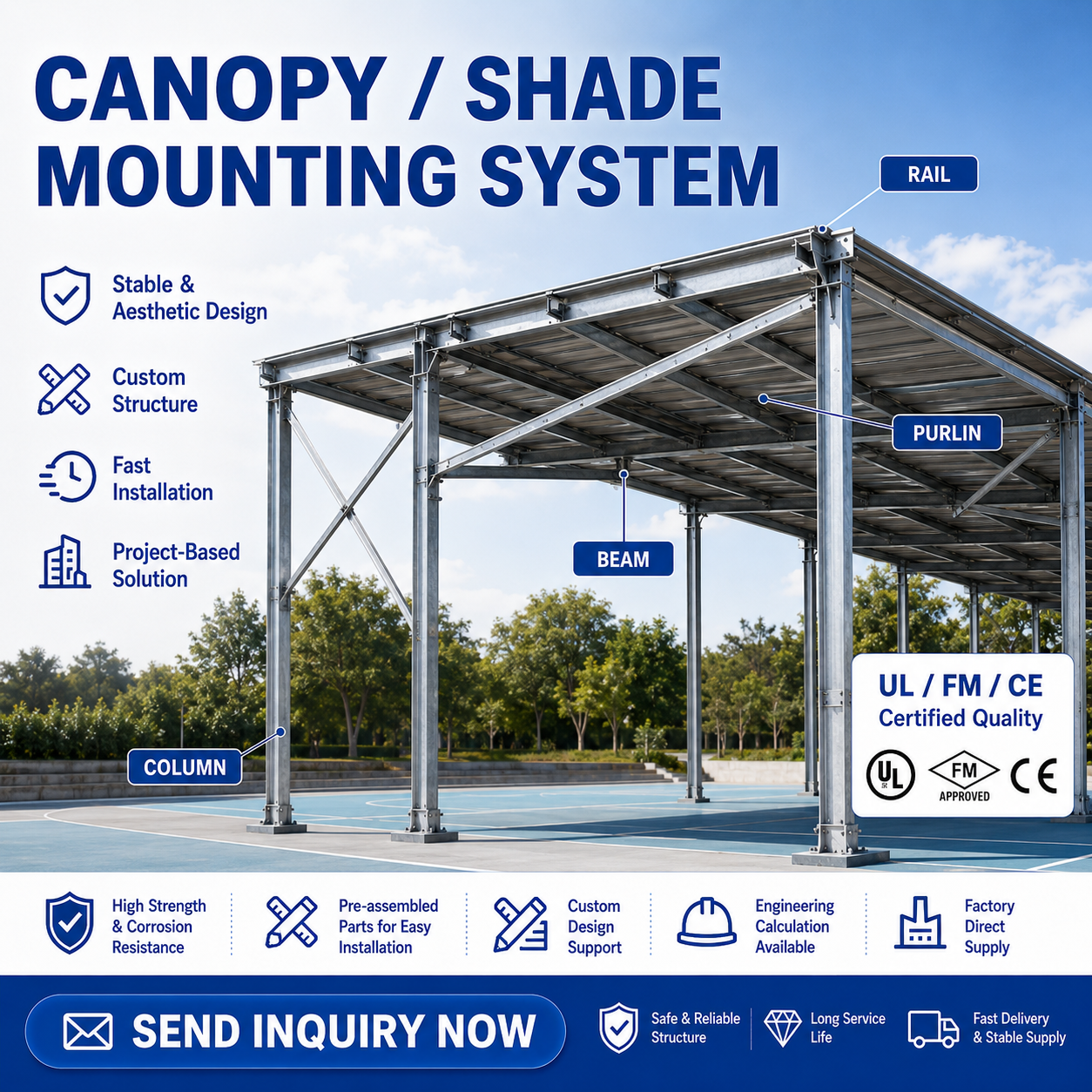 Solar Ground Mounting System Steel Mounting Structure For Utility Photovoltaic Power Plant Engineering
