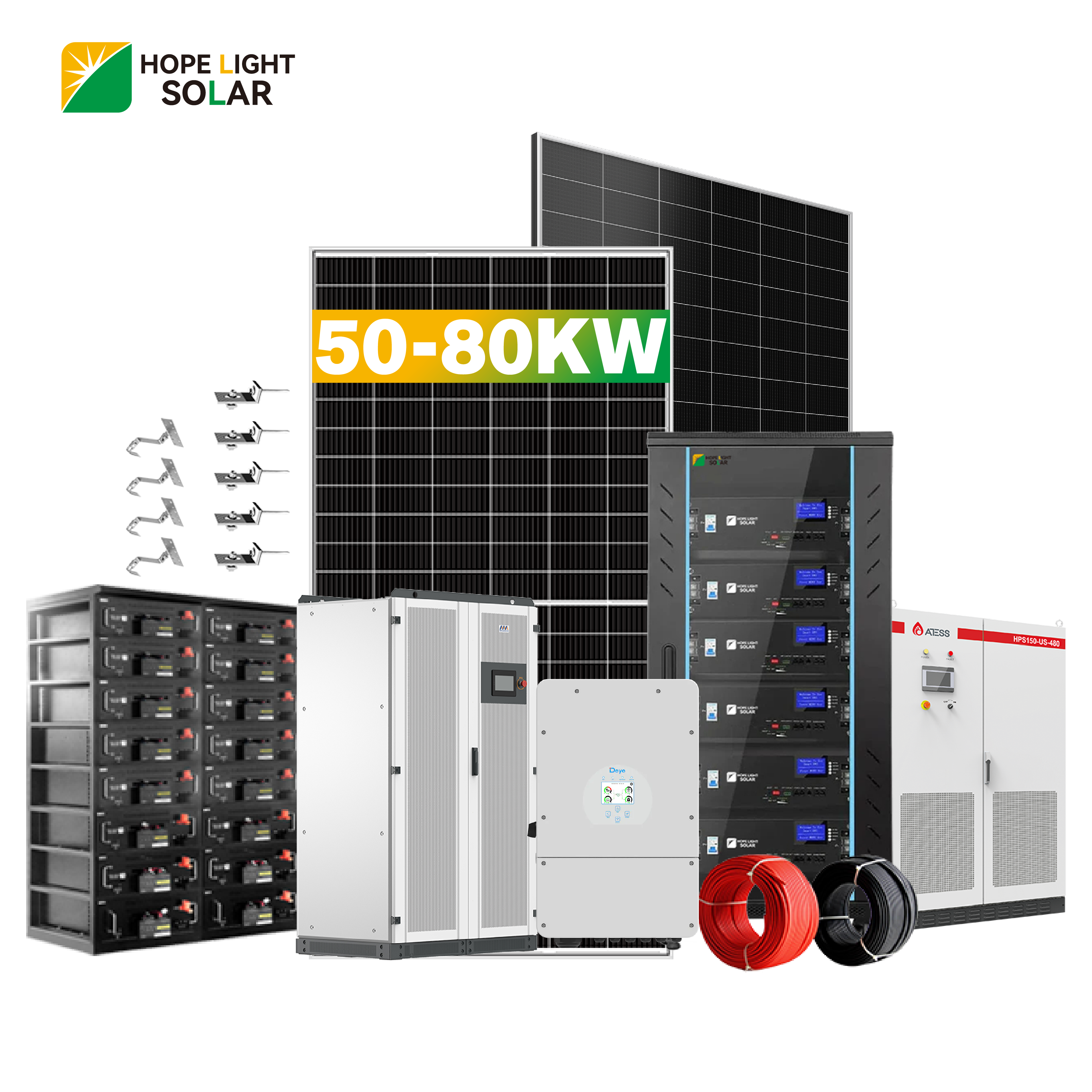 Complete Solar Panel System 50Kw 80Kw 100Kw Hybrid Commercial Solar Energy System Fast Delivery