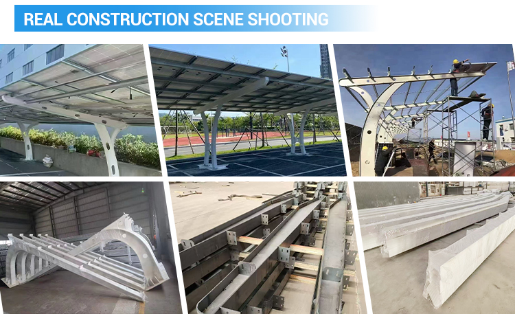 High Waterproof Panel Carport Solar Mounting System Q235b/Q355b Material Customized Solution Detailed
