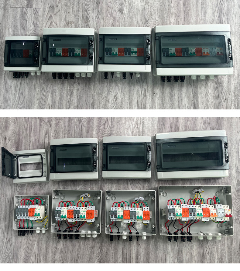 DC1000V Photovoltaic Combiner Box with 2 Input 1 Output IP65 Fire Retardant Housing CE for Wall-Mounted