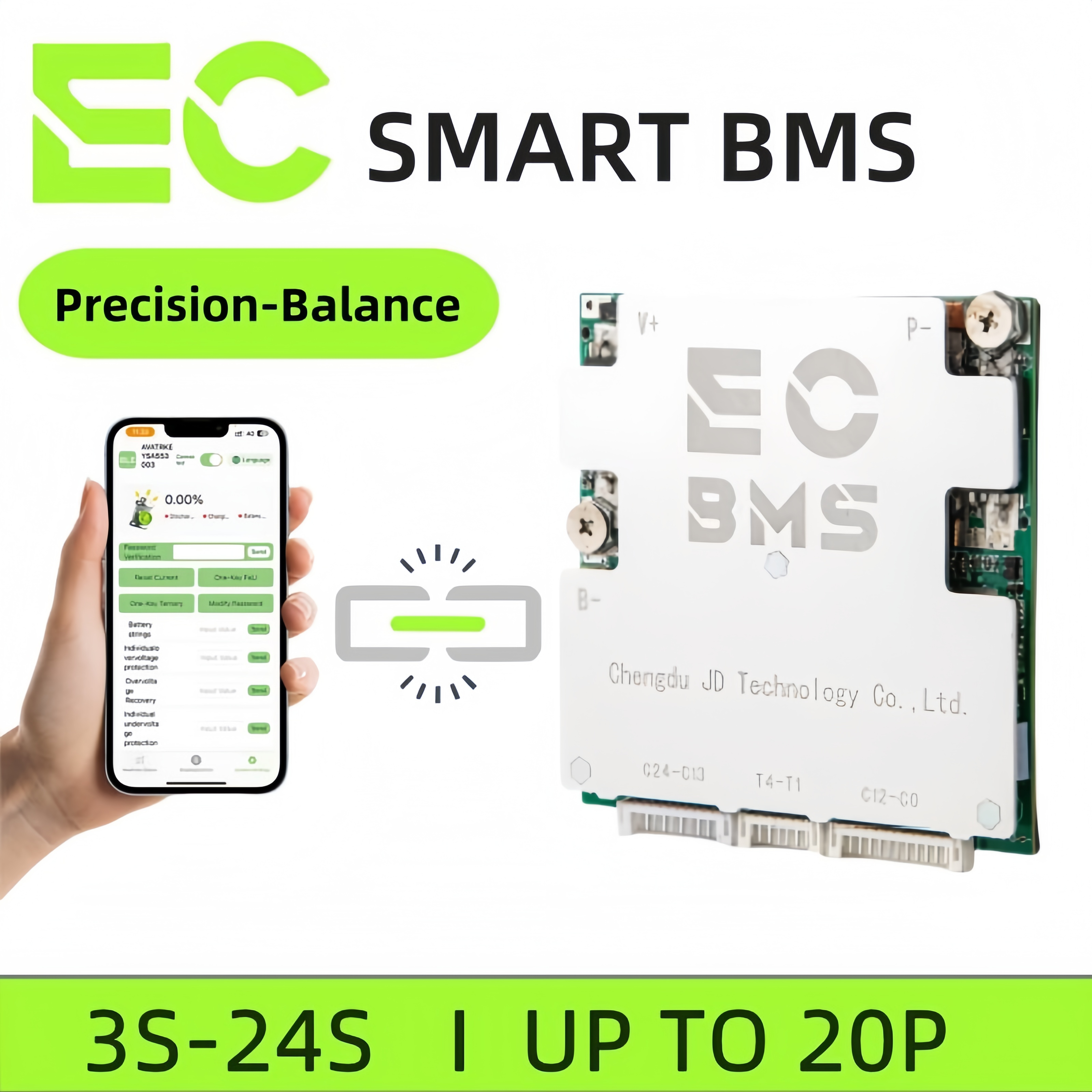 ECBMS 4s 20s 17s 96v 72v 200a 100a ESS Grade BMS LiFePO4 Li-ion Battery Management System CAN 485 UART Solar Power Wall UPS