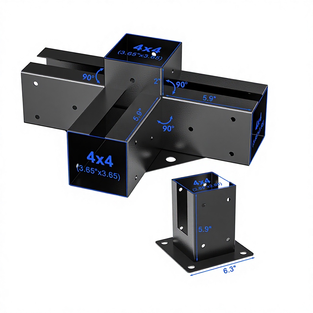 Outdoor Pergola Bracket Kit For 4x4 Metal Posts-Gazebo Frame Connectors And Base