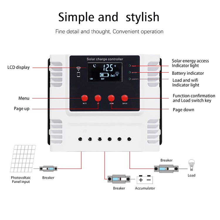 2022 Best Seller 10A 20A 30A 40A 50A 60A PWM Solar Charge Controller 12V 24V 48V with WIFI APP
