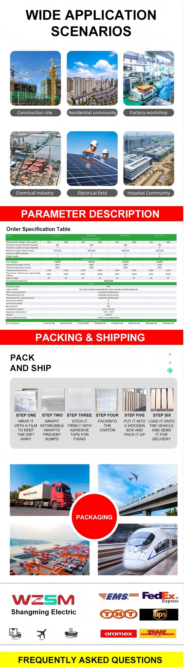SM HLX-PV IP65 Waterproof Plastic Solar PV Combiner Box 1 String AC+DC 1 Input 1 Output for Solar Panel PV System