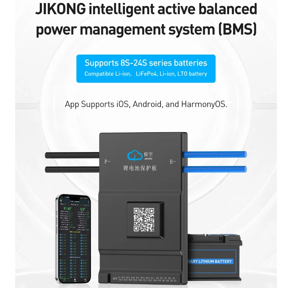 JK BMS 60A 100A 150A 200A 300A Active Balance Bms 4S 8S 16S 20S 24S JIKONG Smart Bms 12V 24V 48V 72V Lifepo4 Li-Ion Lto Battery