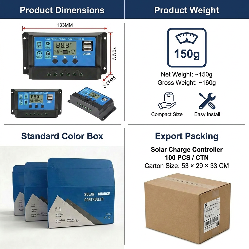 PWM Solar Charge Controller OEM 10A/20A/30A LiFePO4 12V/24V Auto LCD Dual USB CE Off-Grid Solar Regulator SCBOUZEAL