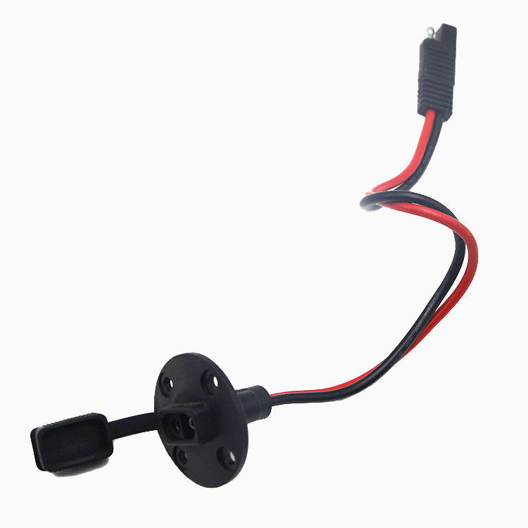 Factory Customization Weatherproof SAE Power Socket Sidewall Port to SAE 2pin Connector Cable SAE Quick Connect Solar Panel Mount Connector.