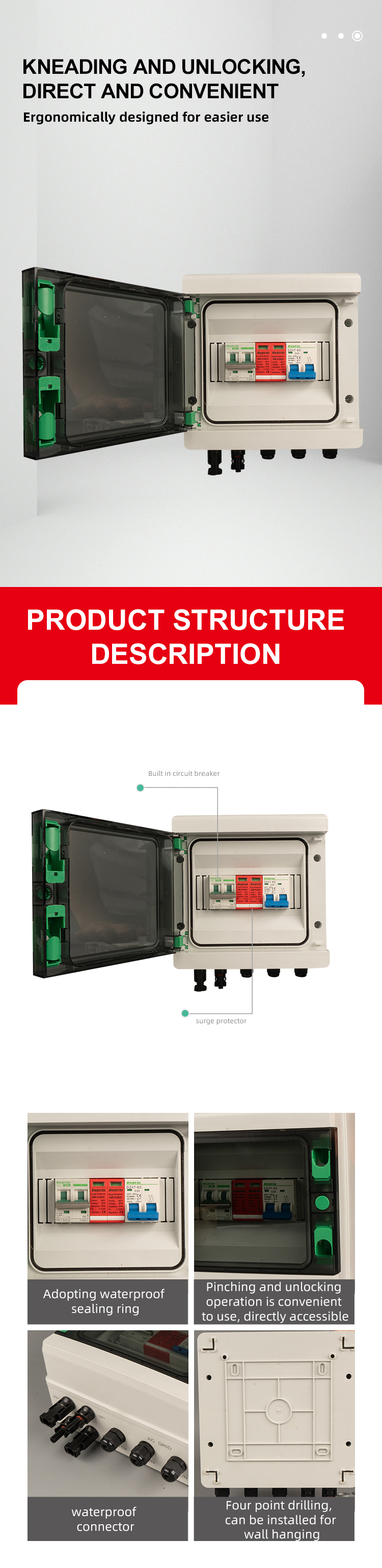SM HLX-PV IP65 Waterproof Plastic Solar PV Combiner Box 1 String AC+DC 1 Input 1 Output for Solar Panel PV System