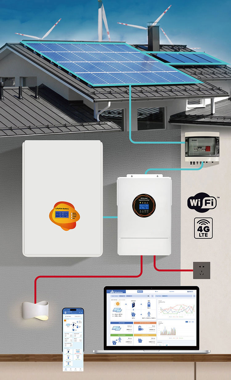 60kW Off-Grid Household Monocrystalline Silicon Photovoltaic Energy Storage Battery All-in-One Machine 20 Degree Solar System