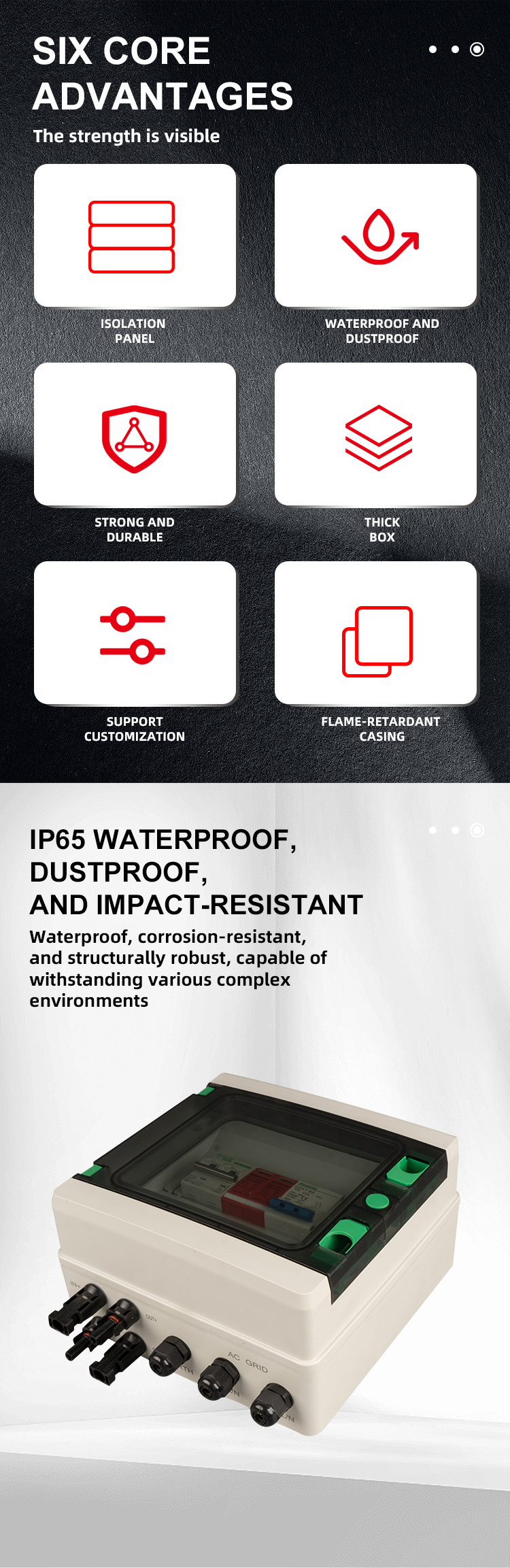 SM HLX-PV IP65 Waterproof Plastic Solar PV Combiner Box 1 String AC+DC 1 Input 1 Output for Solar Panel PV System
