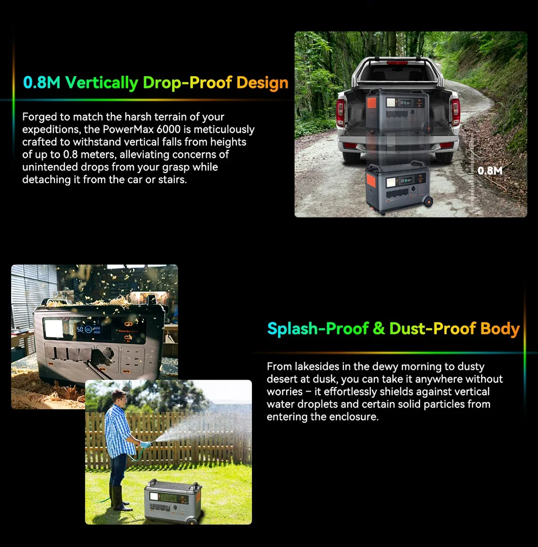 Portable Solar Generator 6000W 3600wh Power Station for Home Power Back up and Outdoor Activity