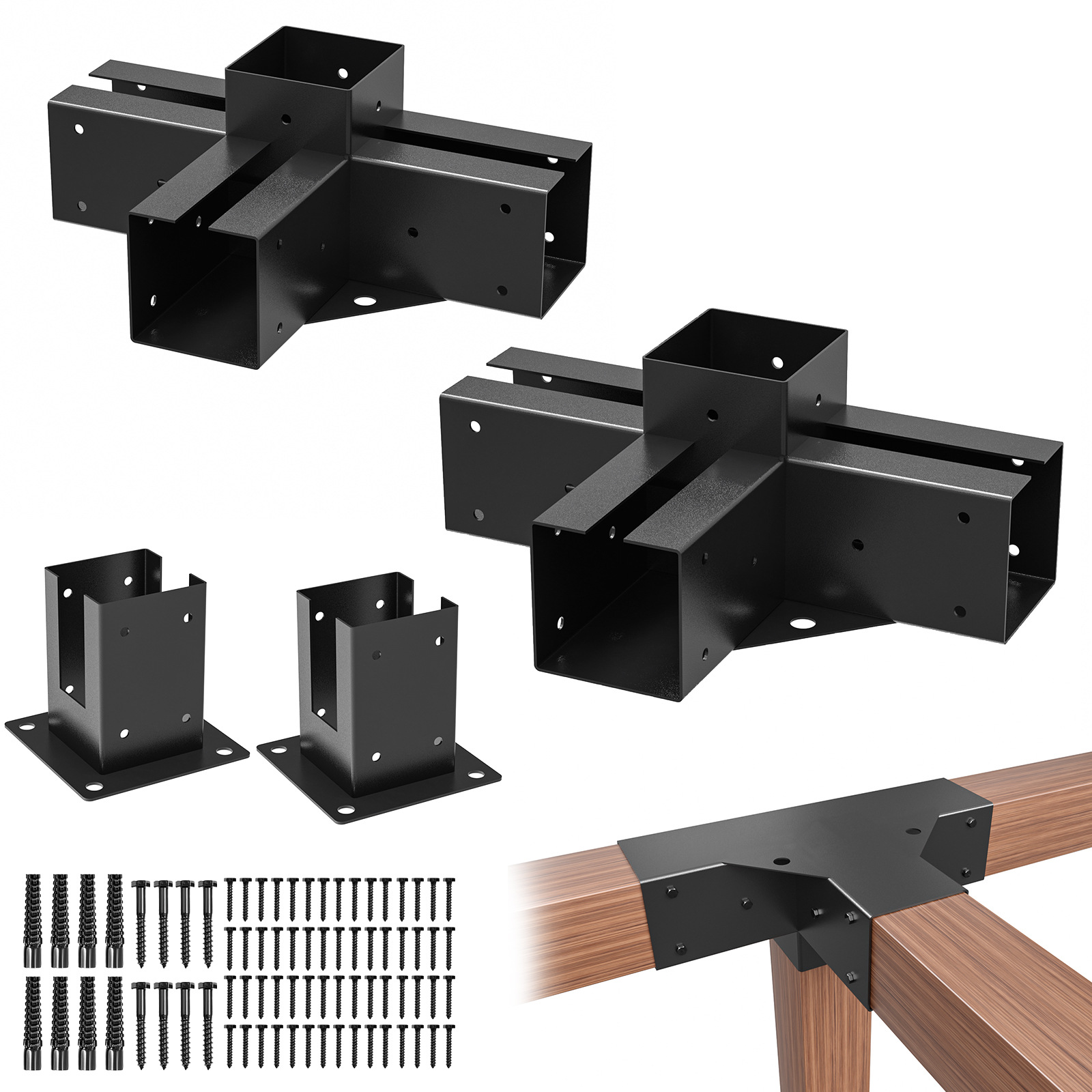 Outdoor Pergola Bracket Kit For 4x4 Metal Posts-Gazebo Frame Connectors And Base
