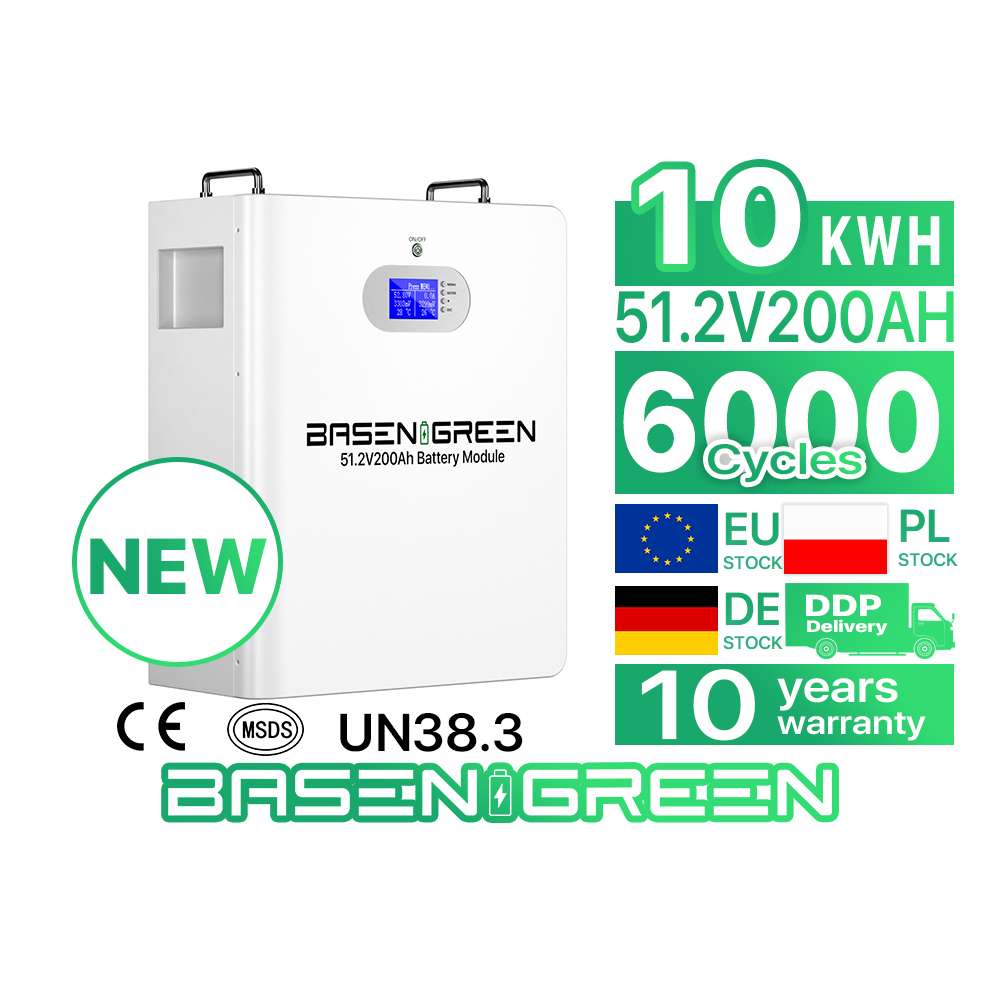 BASEN GREEN Lifepo4 Battery Wall Mounted 48v 200ah 150ah 10kwh Home Power Storage Solar Energy System Batteries Deep Cycle