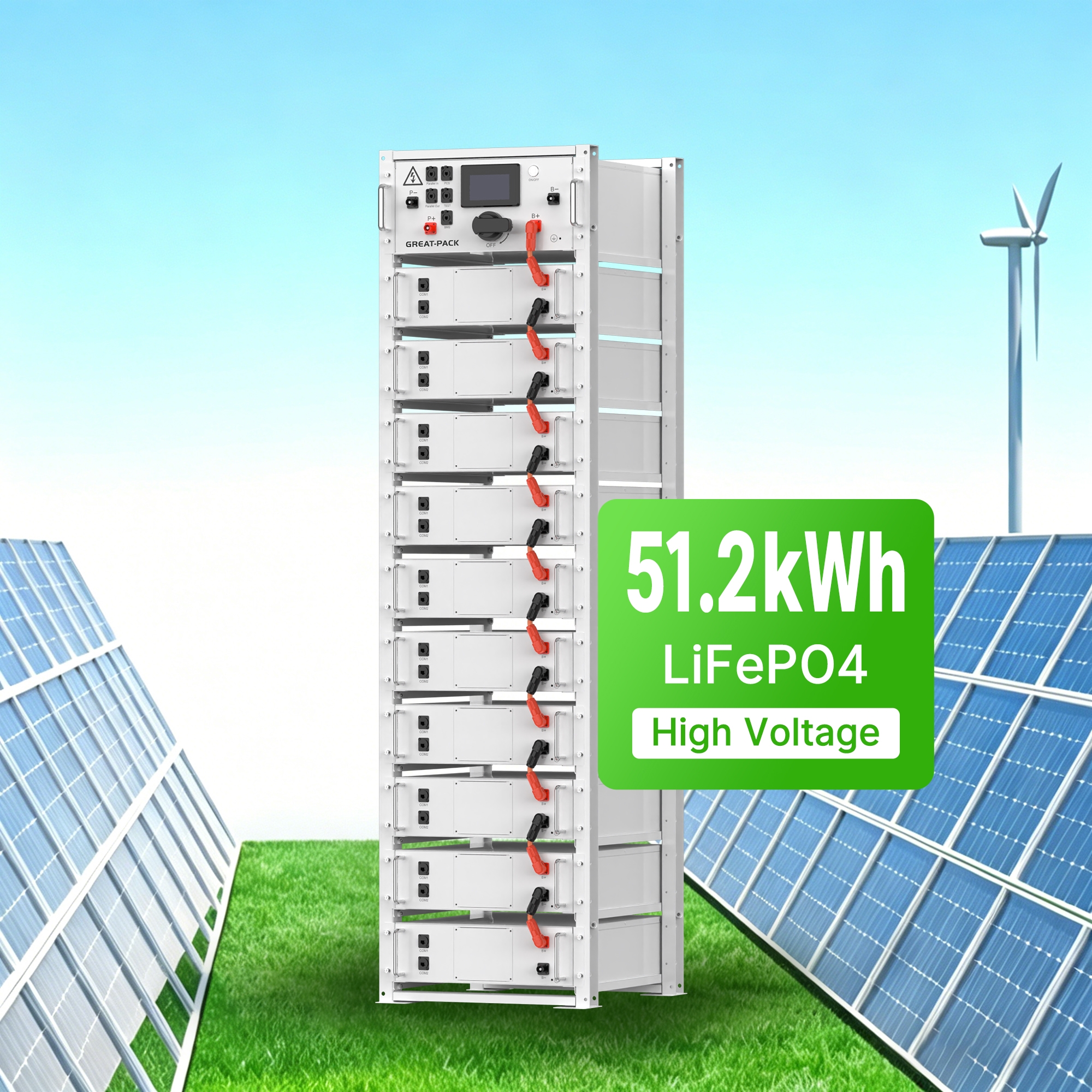 Deep Cycles High Voltage 256v 358v 100ah 25kwh 35kwh Rack Mounted Solar Energy Storage Lithium Ion LiFePO4 Industrial Use