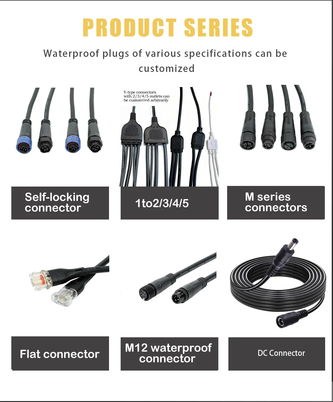 2/3/4 Pin Waterproof Male-Female Pigtail Plugs 2-Core Cable Connectors