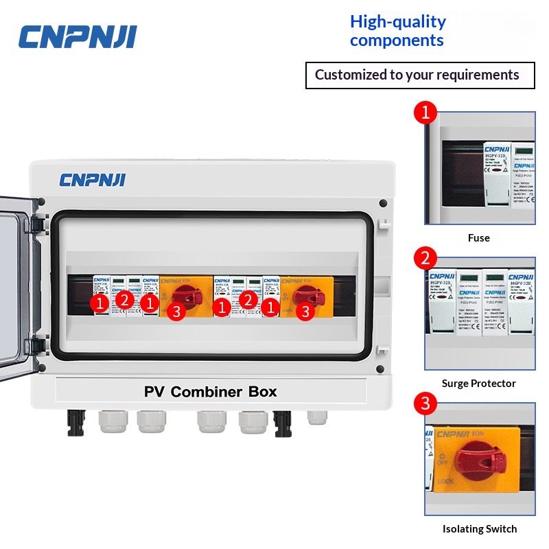 Other Photovoltaic Combiner Box 2 Input 2 Output DC500V Control Complete Set Surge Protection Multi-Circuit