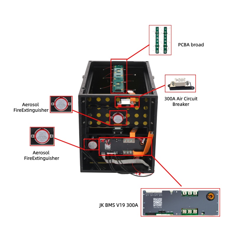 MB56 DIY Box Kit 51.2V 16S 628Ah LiFePO4 Battery JK BMS Stackable All-In-One Solar Storage CAN IP66 30-40KW Flexible Busbar LCD