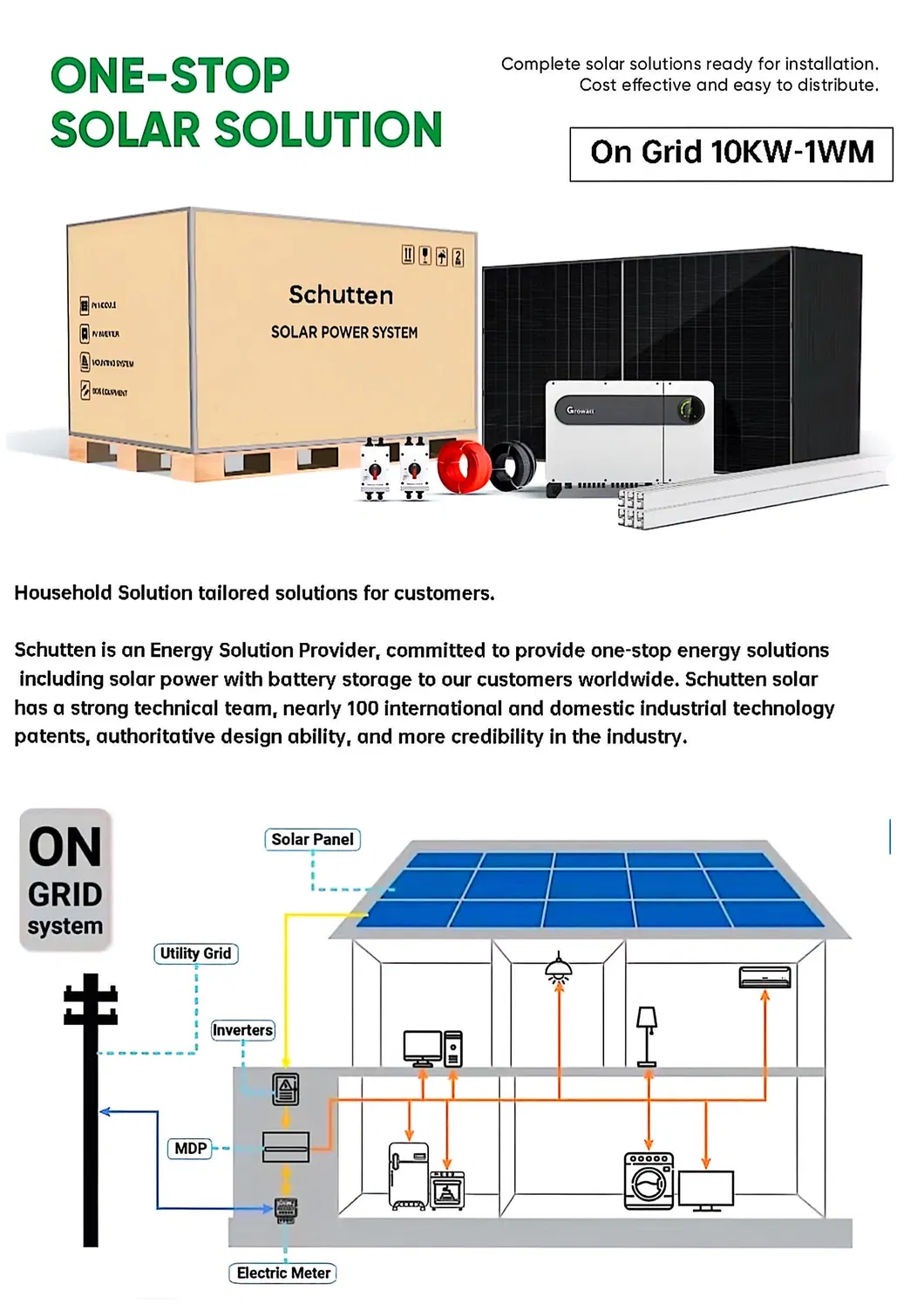 High Efficiency 20kw 30kw 40kw 50kw Complete Grid Tied Solar Energy System Kit