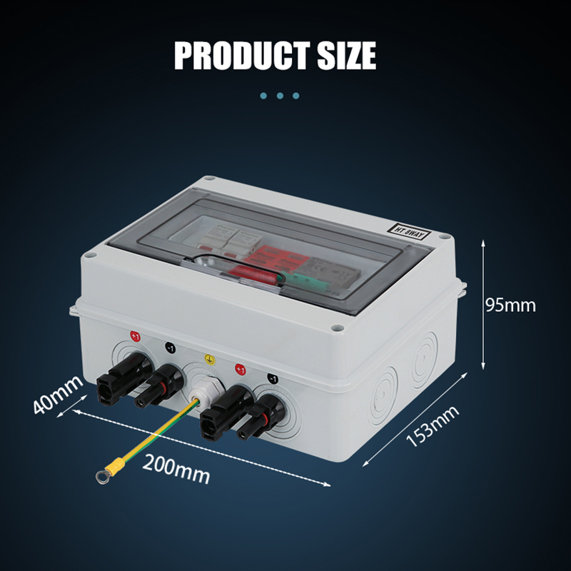 XIONGSOLAR IP65 1in1out 600V DC Solar PV Combiner Junction Box with 15A Input and 63A Circuit Breaker Weatherproof