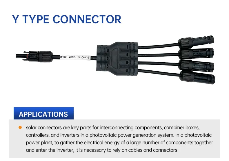 Solar PV Y Branch Connector 1000/1500V IP68 PPO Insulation for PV Cable