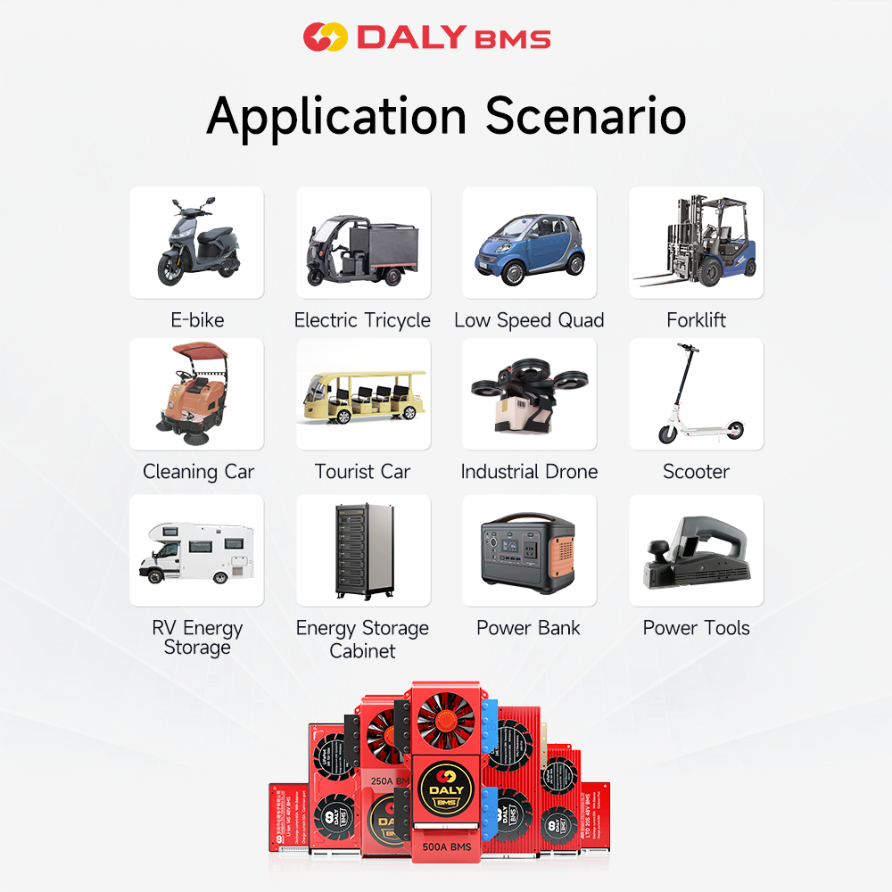 Daly Bms Manufacturer Electric Vehicle Scooter Solar System Lifepo4 4S 12V 10A 15A 20A 30A Lithium Battery Management System