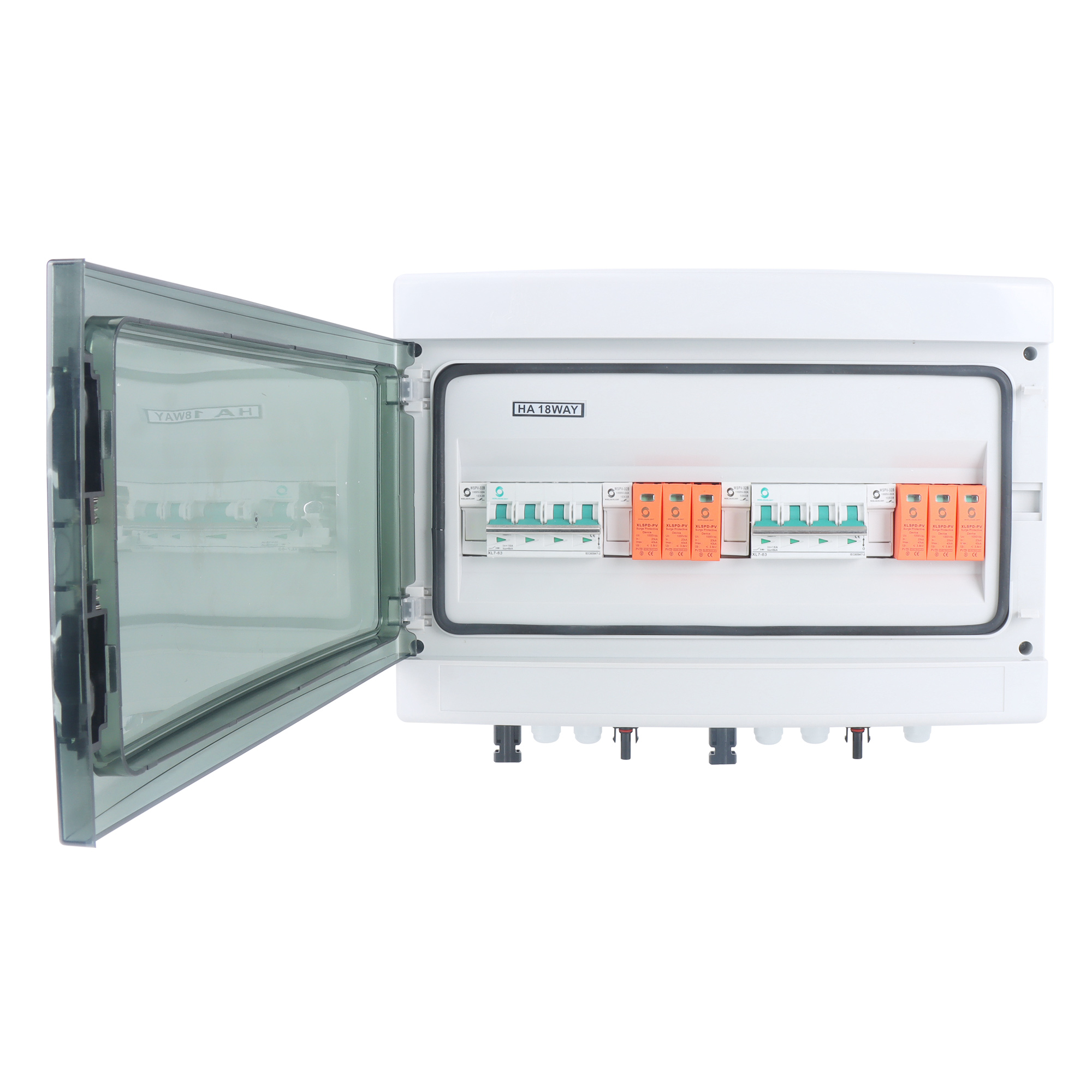 WSDB-PV1/1 IP65 1/2/3/4/ in 1/2/3/4/ OUT 1/2/3/4 Strings Array 16A 500V 1000V 1500V DC Solar PV Combiner Box for Solar System