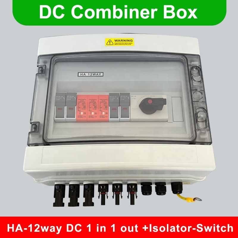 DC1000V Photovoltaic Combiner Box with 2 Input 1 Output IP65 Fire Retardant Housing CE for Wall-Mounted