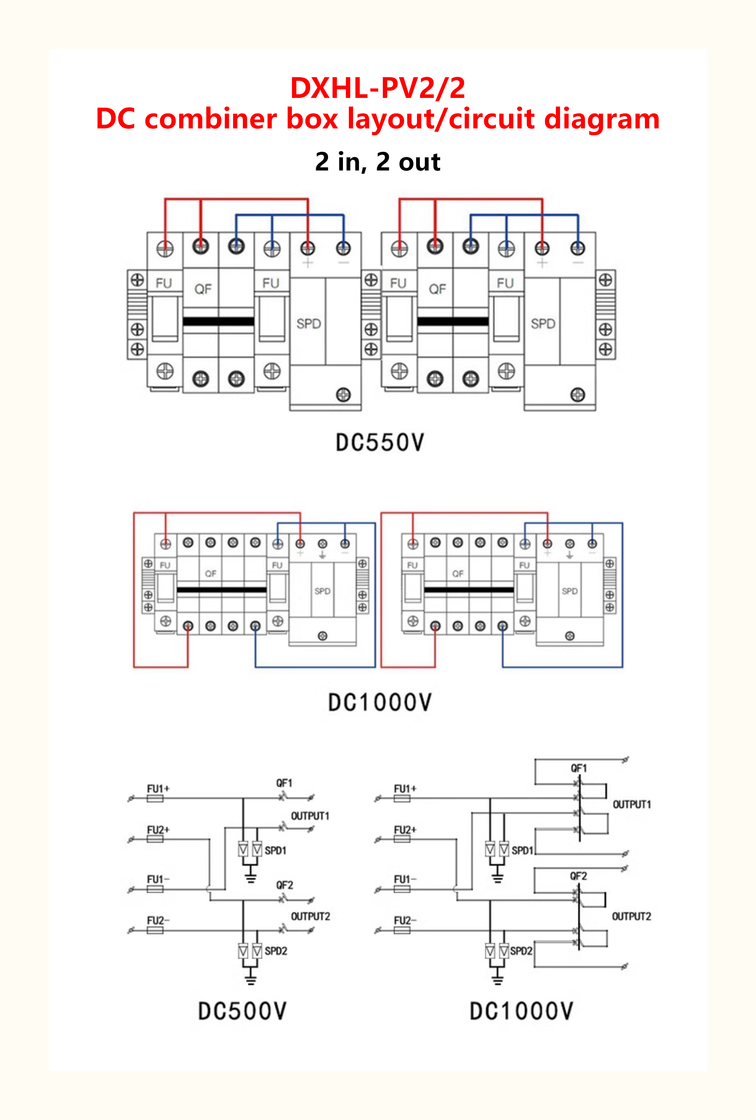 Photovoltaic Combiner Box Plastic Box DC500V/1000V Solar DC System Indoor and Outdoor Waterproof Dust Distribution Box