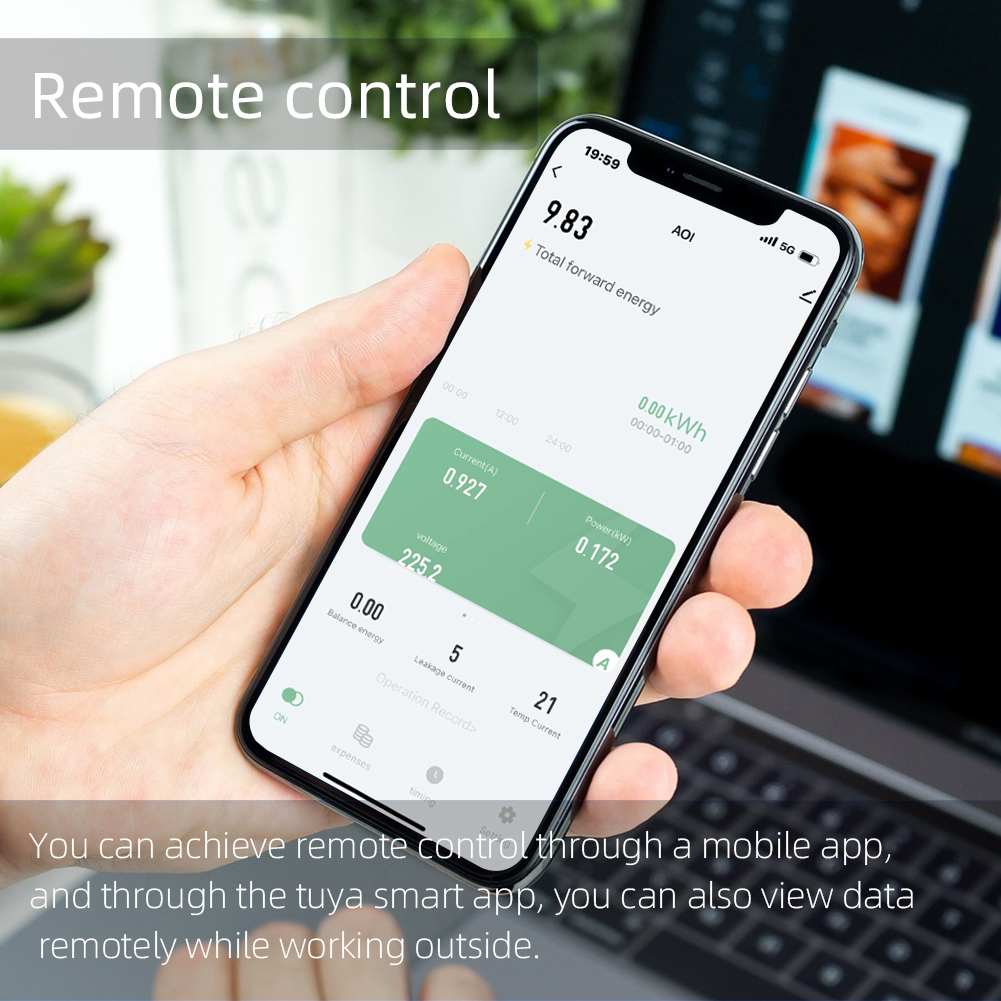 RMshebei Tuya Control Switch Smart 100A Wifi Circuit Breaker Energy Meter Kwh Earth Leakage Over/Under Voltage Protector 220V