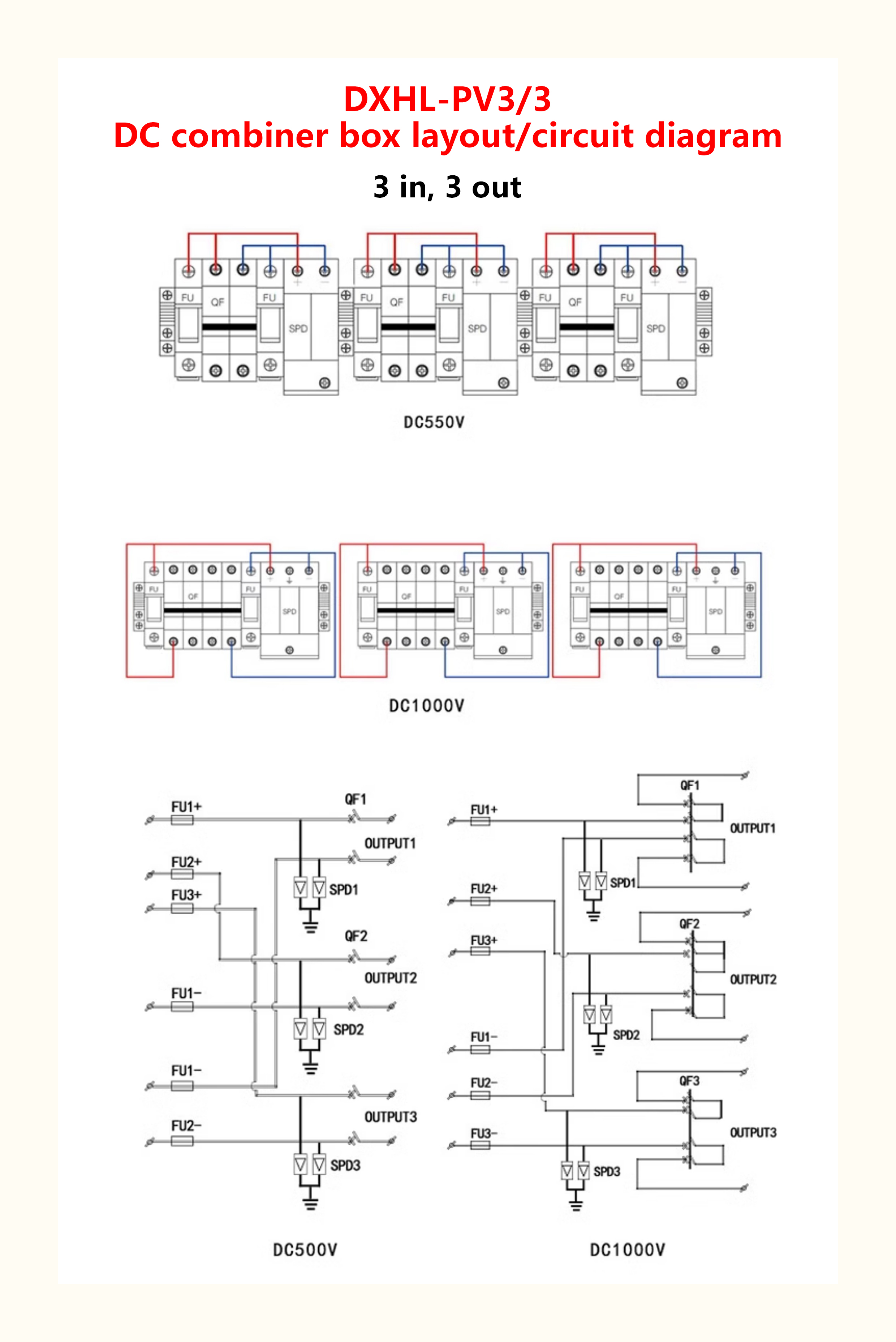 Photovoltaic Combiner Box Plastic Box DC500V/1000V Solar DC System Indoor and Outdoor Waterproof Dust Distribution Box