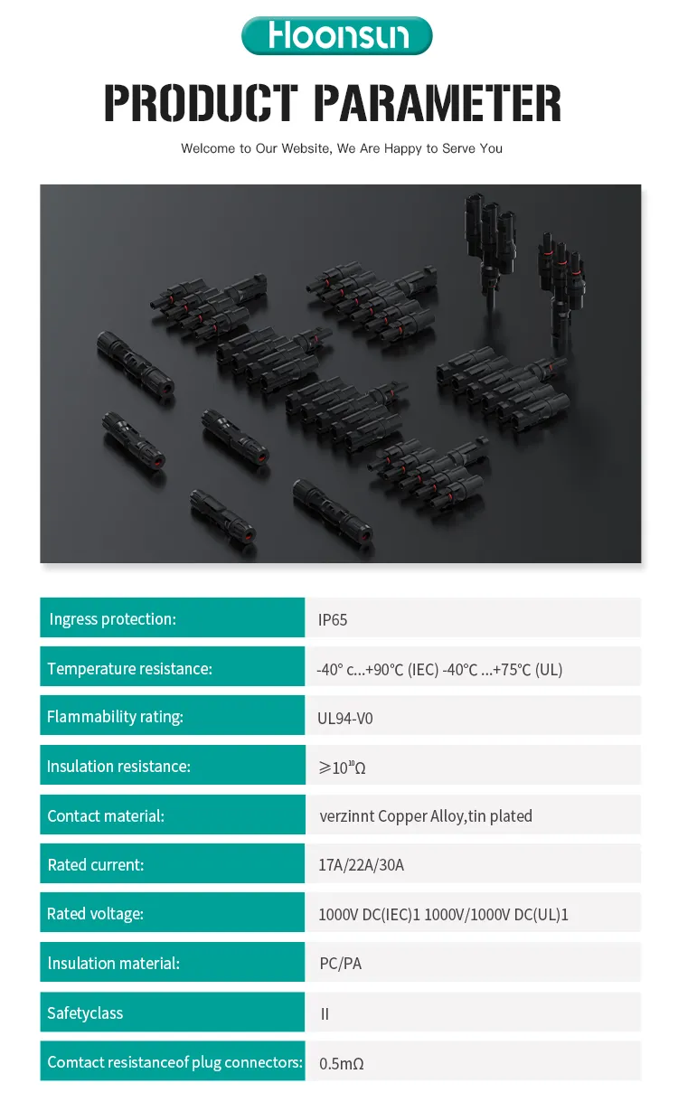 High Voltage Waterproof Solar Cable Connector for DC Applications