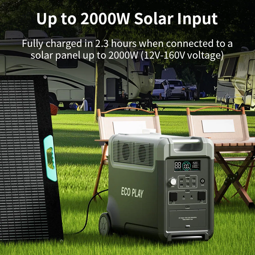3600W 3840wh LiFePO4 Portable Solar Generator with UPS 2000W Input