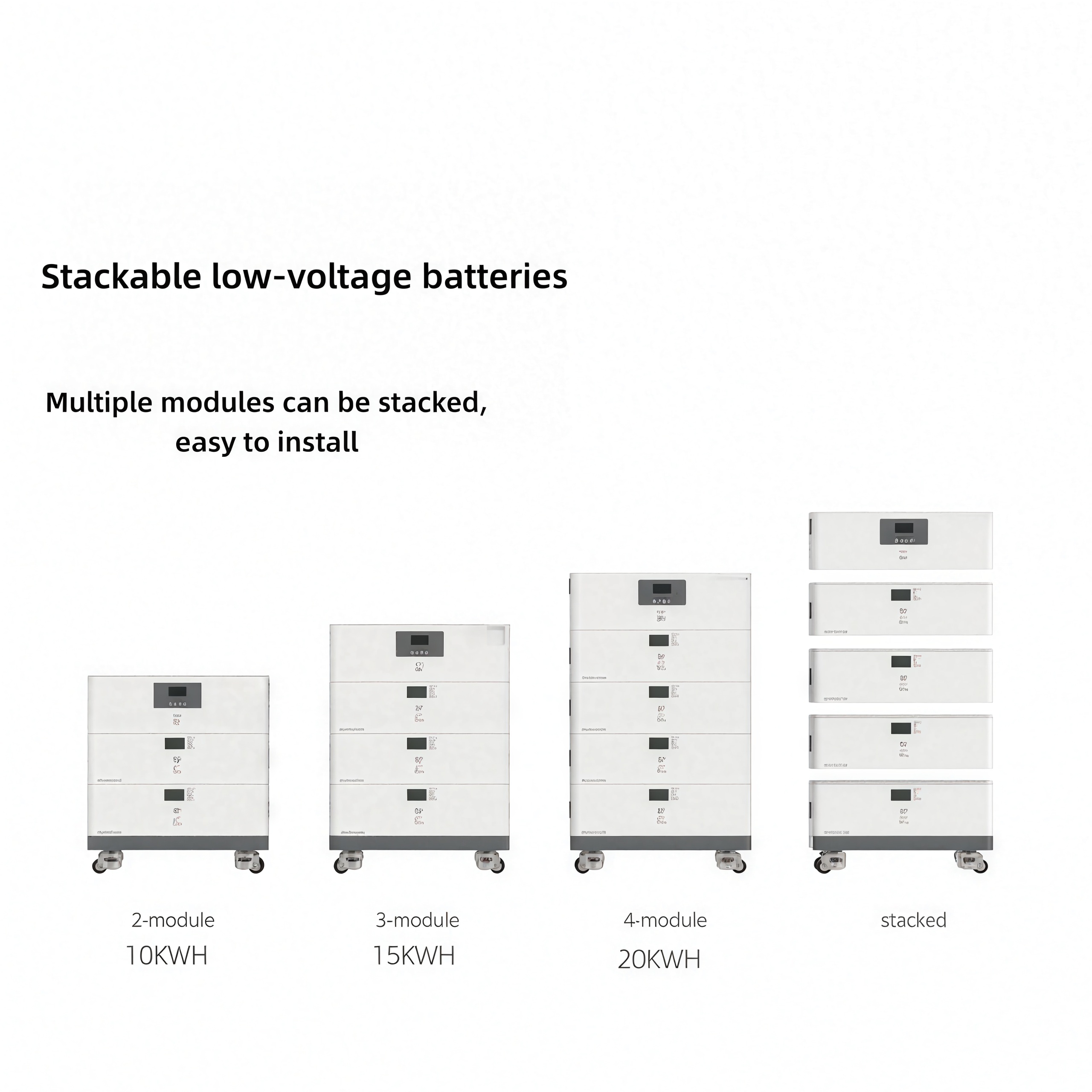 Stackable Grade A Home Battery Storage System 51.2V LiFePO4 10KW Hybrid Inverter All-in-One Solar System With BMS 5kWh To 30kWh