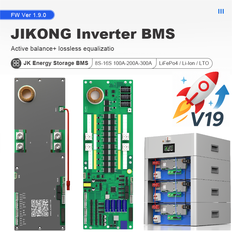 Jikong Solar Battery BMS 8S 16S 24v 48v Lifepo4 Battery Management System 200A 300A CANBUS RS485 Inverter JKBMS Compatible PCBA