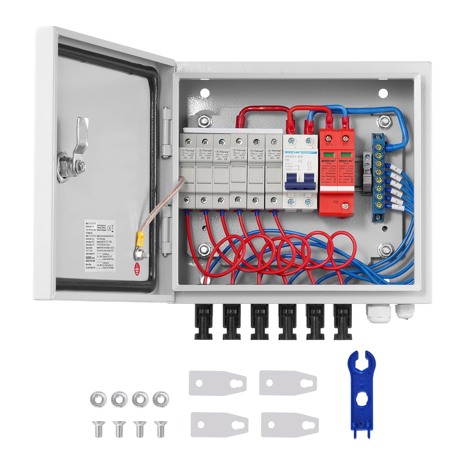 Monocrystalline Silicon PV Combiner Box Metal Solar System 15A Rated Current Fuse 125A Circuit Breaker for On/Off Grid