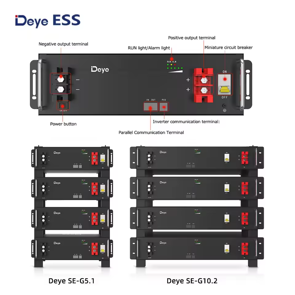 Deye Lithium Long Life Solar Battery Rechargeable 51.2V 5Kwh 10Kwh 100Ah 200Ah Energy Storage Battery Pack