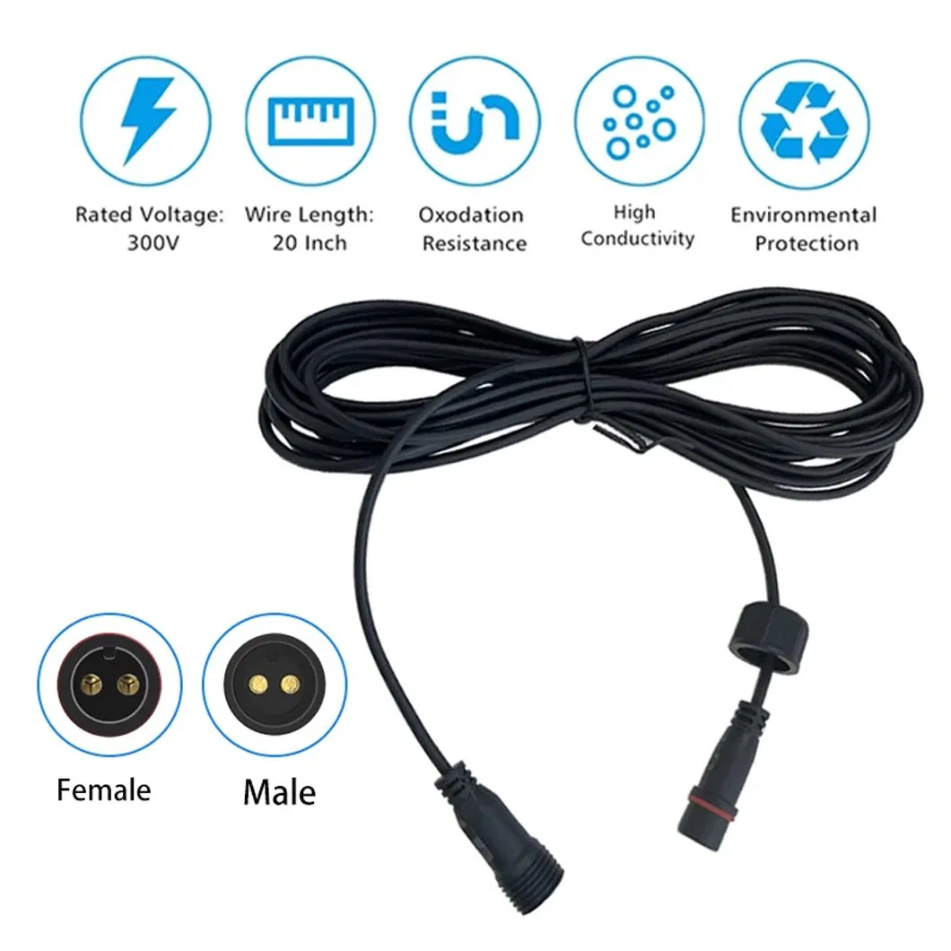 2/3/4 Pin Waterproof Male-Female Pigtail Plugs 2-Core Cable Connectors for Solar System/LED Display/Outdoor Monitoring