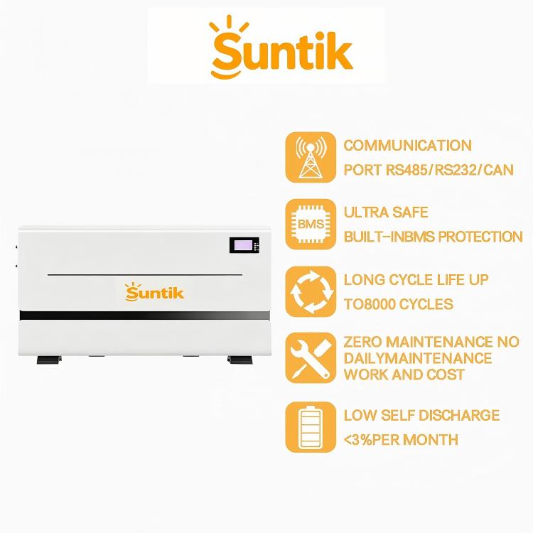 Suntik 51.2V LiFePO4 BMS 6.5kWh Hybrid/Off-Grid System 10-Year Warranty 8000 Cycle Safety IP65 Protection Easy Install