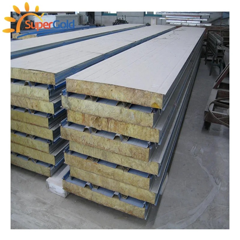 SuperGold Rock Wool Fireproof Soundproof Insulation Board Thermal Conductivity 0.036-0.044 W/mK 5+ Year Warranty for Sandwich