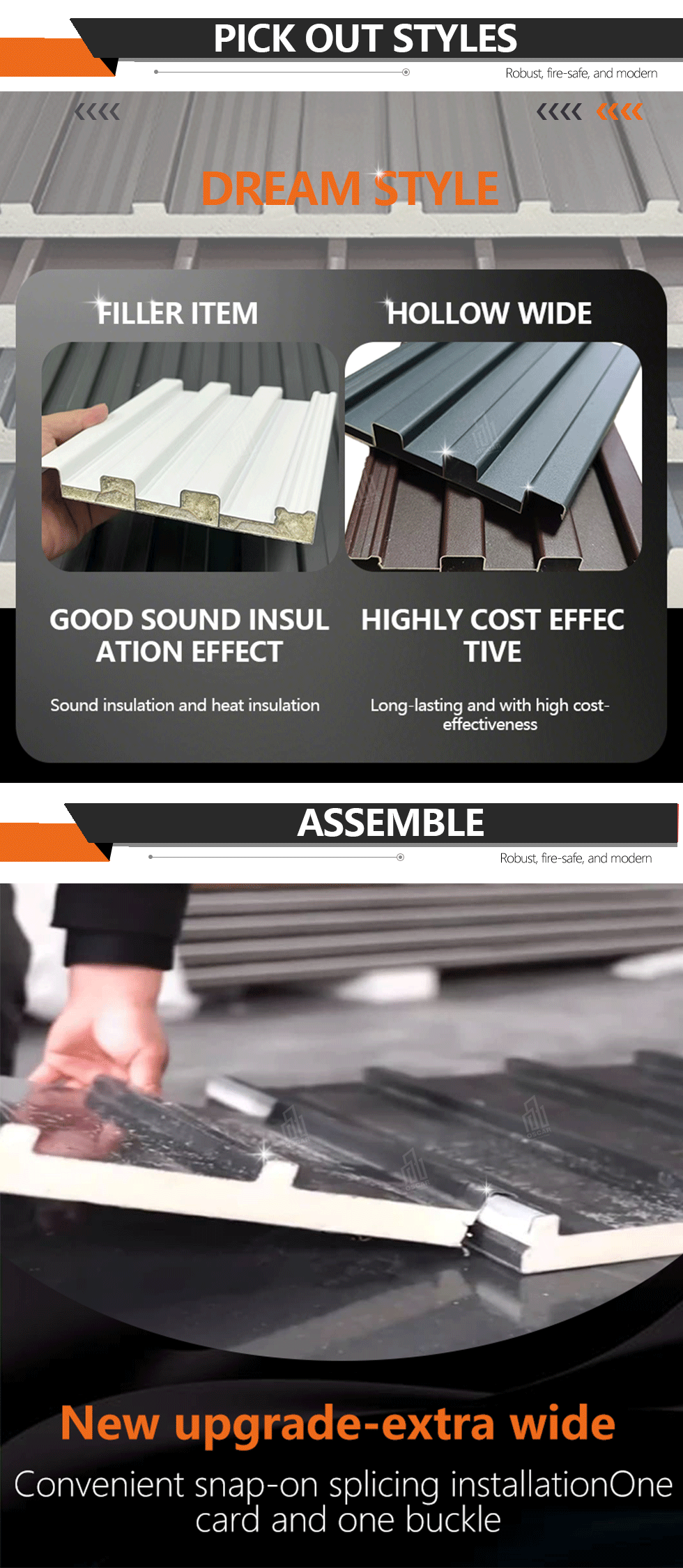 Sound - Proof Innovative Modern Roofing Panels Interior Partition Panels for Home Office Warehouse Insulated Roof Panels