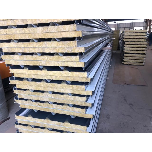 Roof Insulated Rock Wool Sandwich Panel with Galvanized Steel Core Customizable Colors