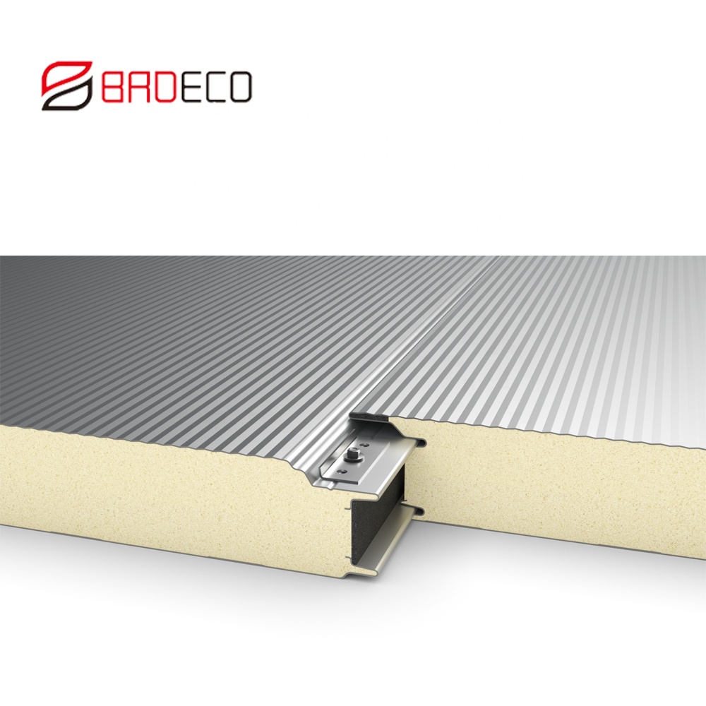 Easy To Install Seamless Connection Insulated Wall Metal PU Sandwich Panels For Exterior Interior