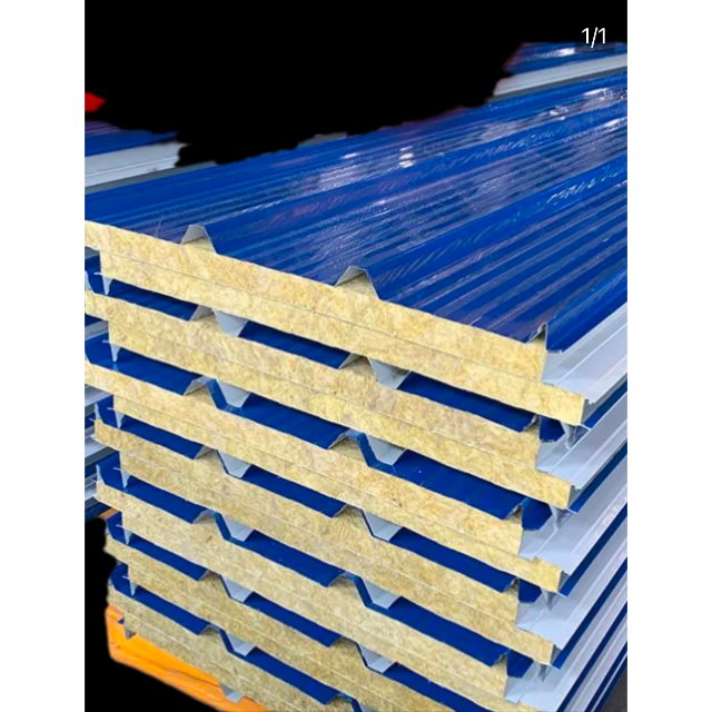 Roof Insulated Rock Wool Sandwich Panel with Galvanized Steel Core Customizable Colors