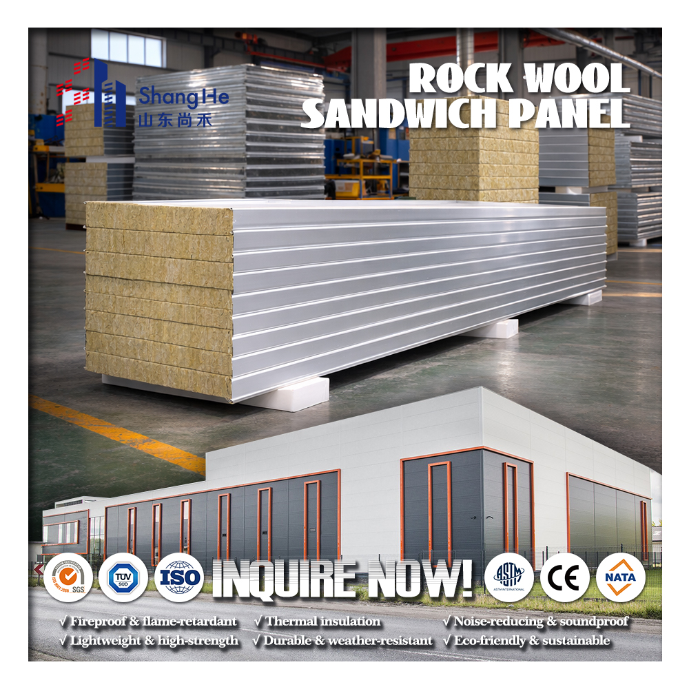 Customizable Rock Wool Insulated Roofing Sandwich Panels For Basement Hotel Applications