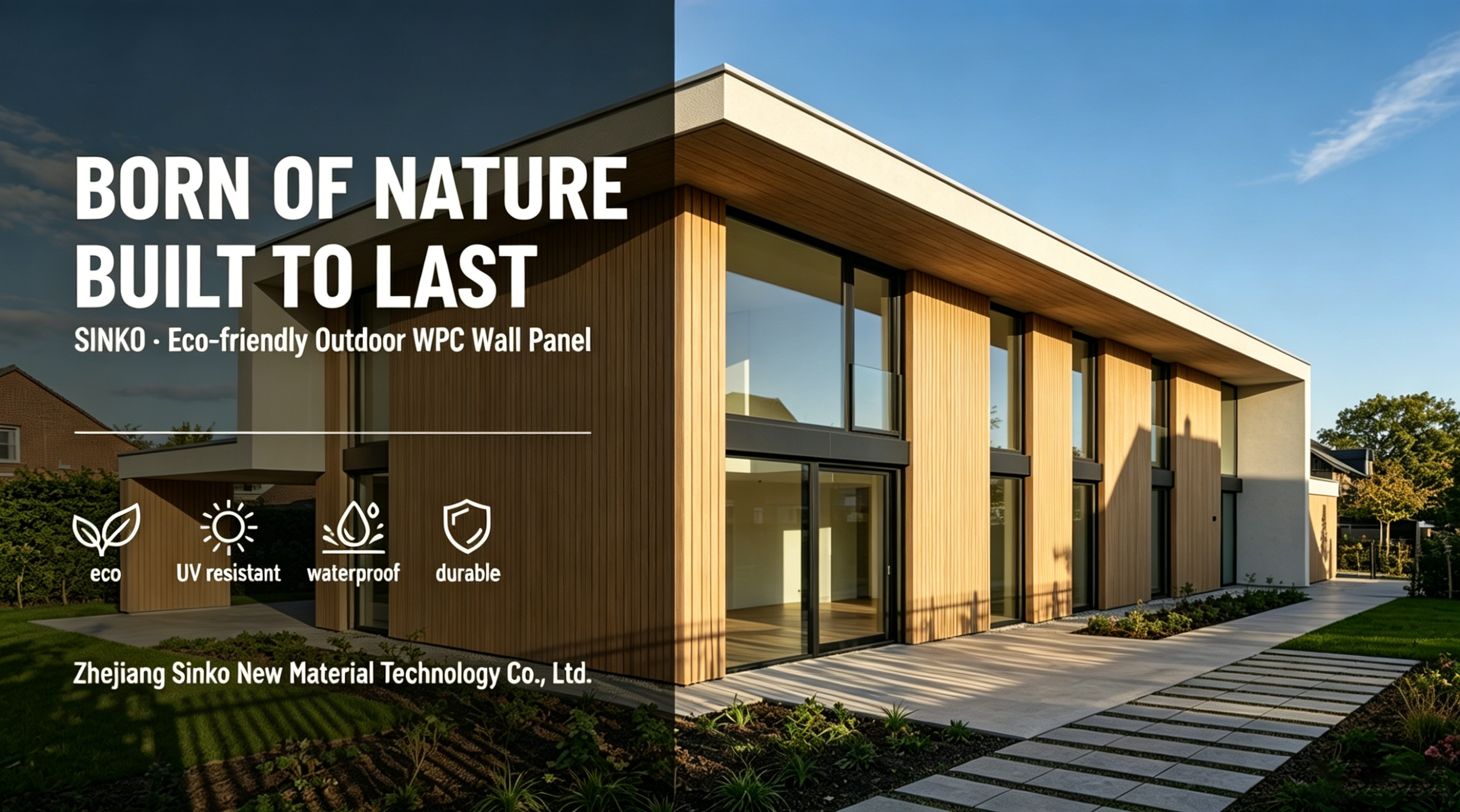 Outdoor WPC Wall Panel Header Banner