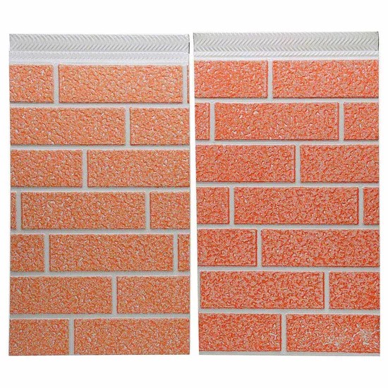 Decorative Thermal Insulation Water Resistant Embossed Steel Facade Panels Metal Wall Cladding Thermal Break Sandwich Panels PU